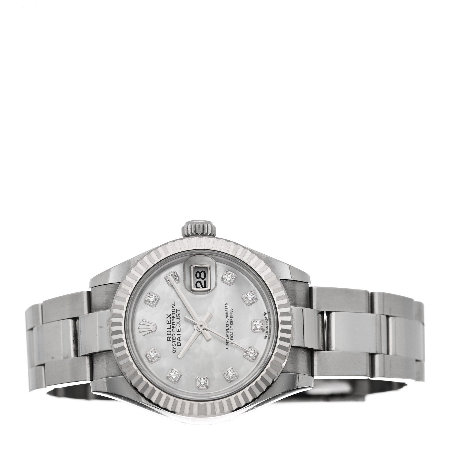 Rolex Stainless Steel 18K White Gold Diamond Mother of Pearl 28mm Oyster Perpetual Datejust Watch 279174 2 of 5