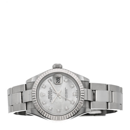 Rolex Stainless Steel 18K White Gold Diamond Mother of Pearl 28mm Oyster Perpetual Datejust Watch 279174 2 of 5