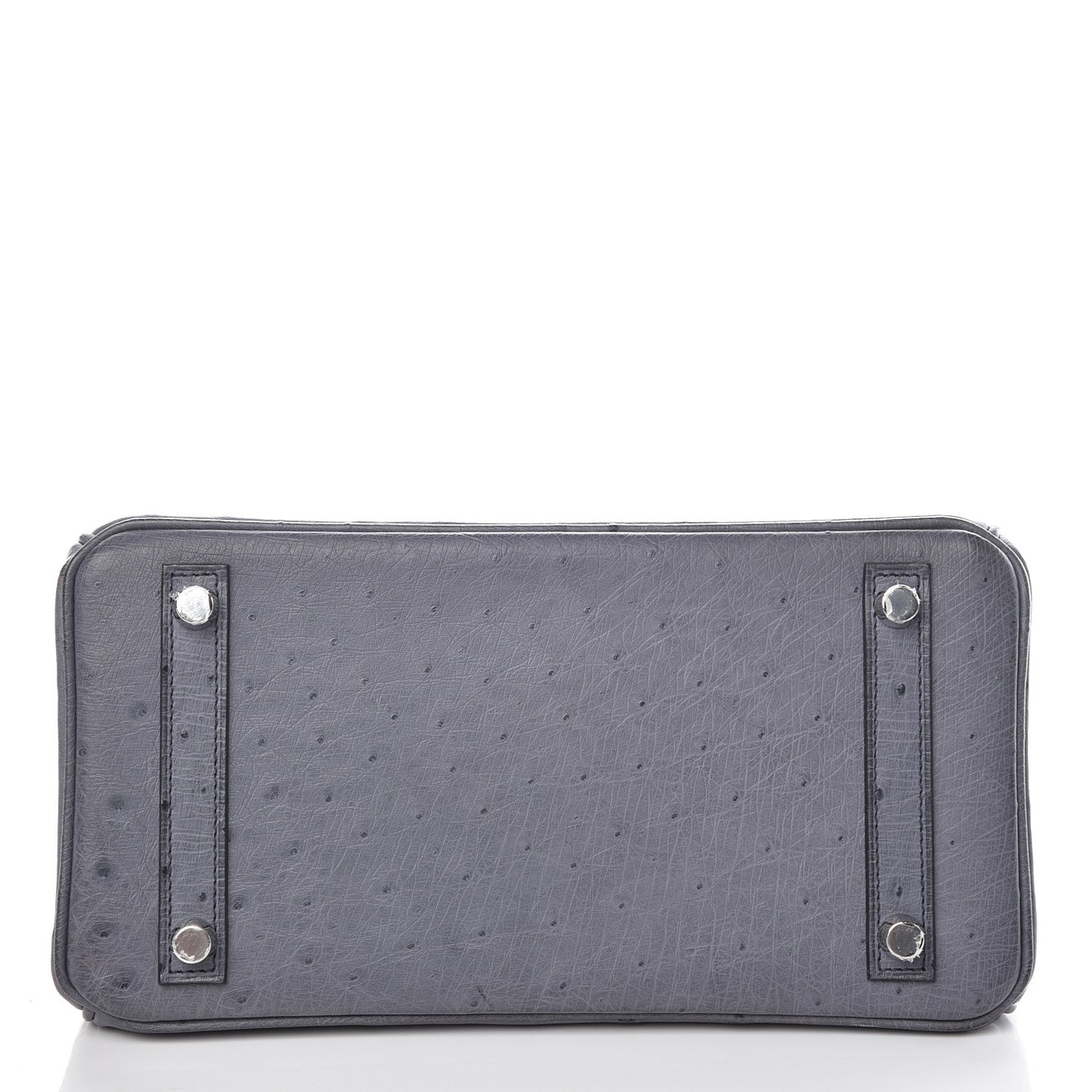 Ostrich Horseshoe Birkin 25 Gris Agate Bleu Marine