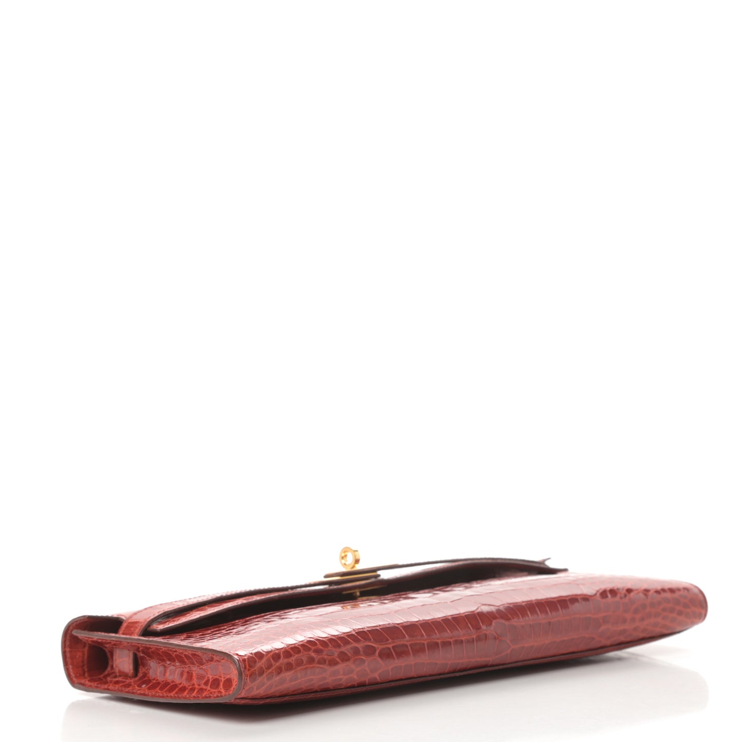Shiny Porosus Crocodile Kelly Cut Pochette Sanguine