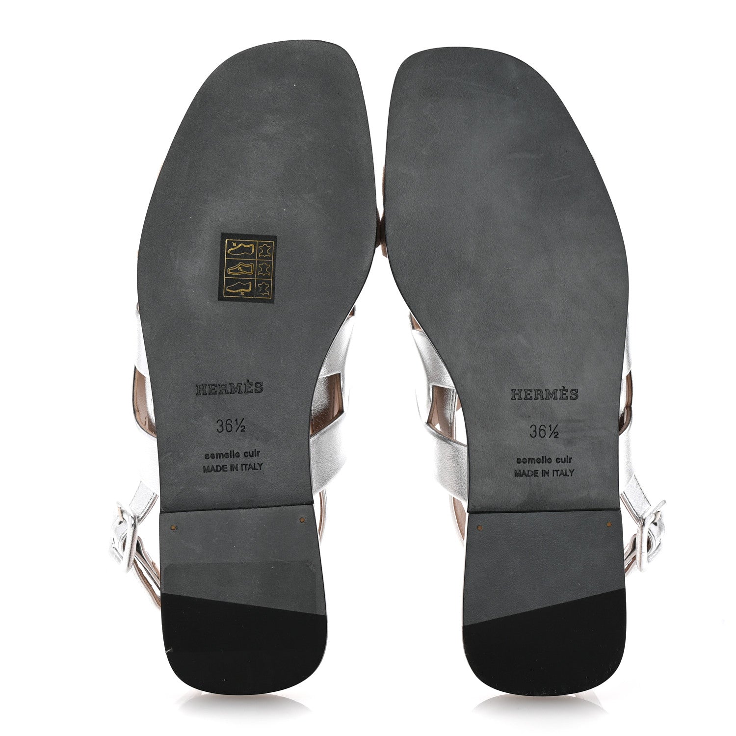 Hermes Metallic Nappa Chevre Velours Womens Grace Sandals 36.5 Gris Argente Beige 6 of 10