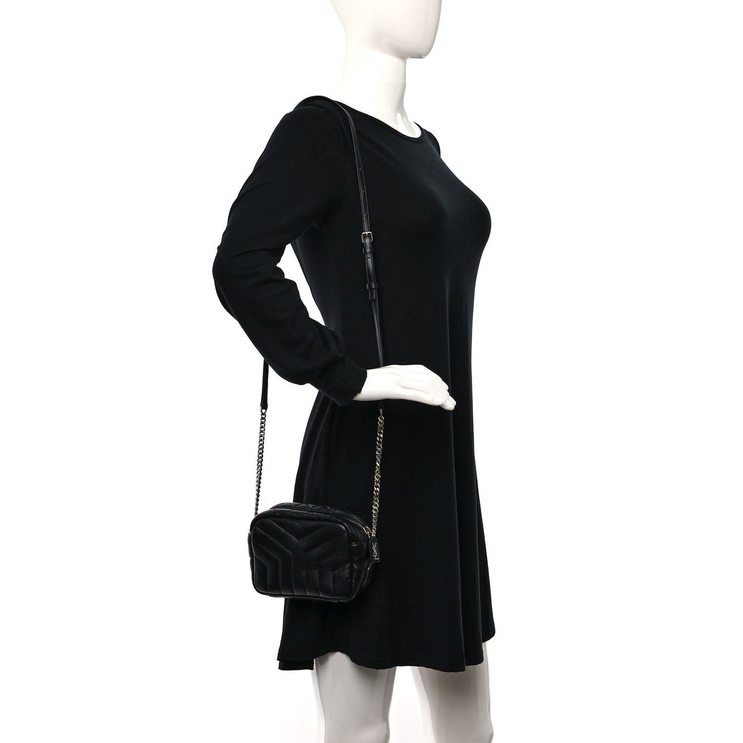 Calfskin Y Quilted Monogram Mini Loulou Bowling Bag Black