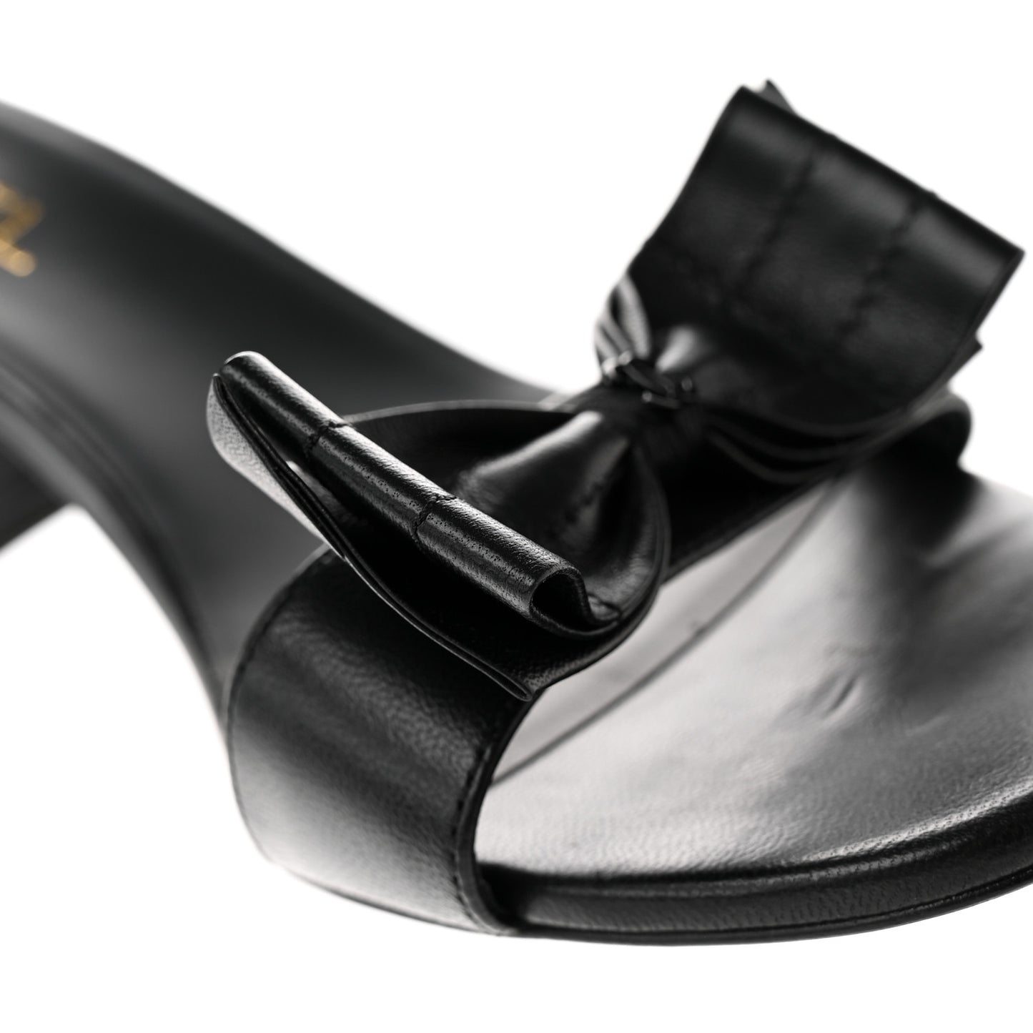 Lambskin CC Bow Sandals 41 Black