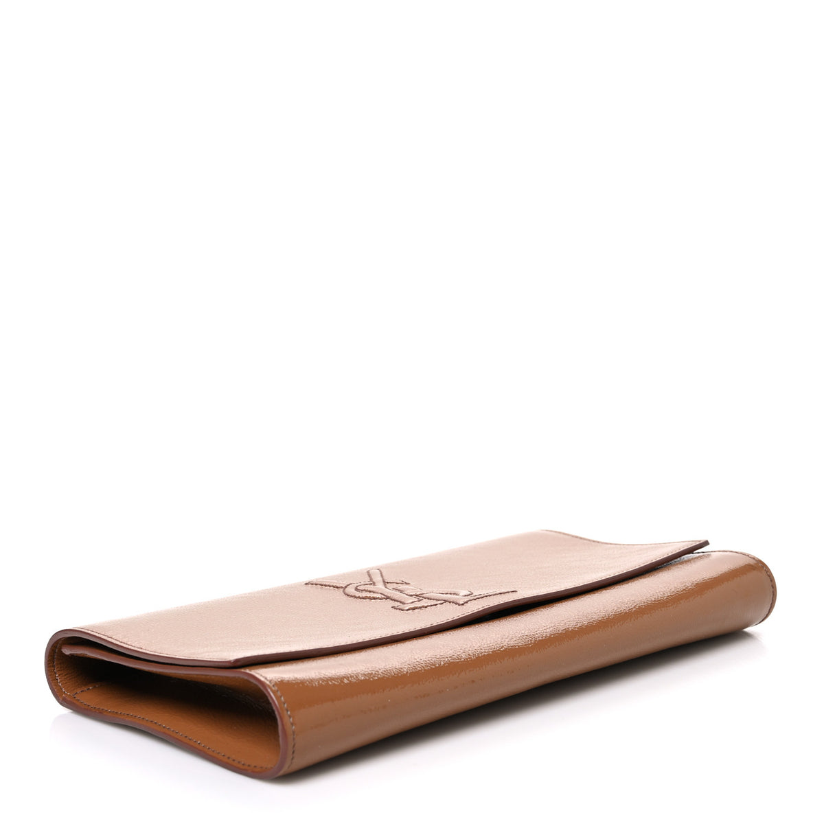 Saint Laurent Textured Patent Calfskin Monogram Large Belle De Jour Clutch Beige 4 of 8