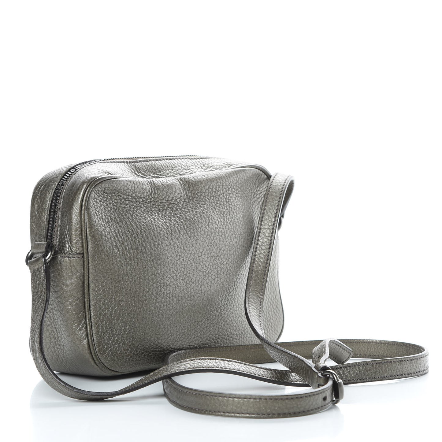 Metallic Pebbled Calfskin Small Soho Disco Bag Sasso