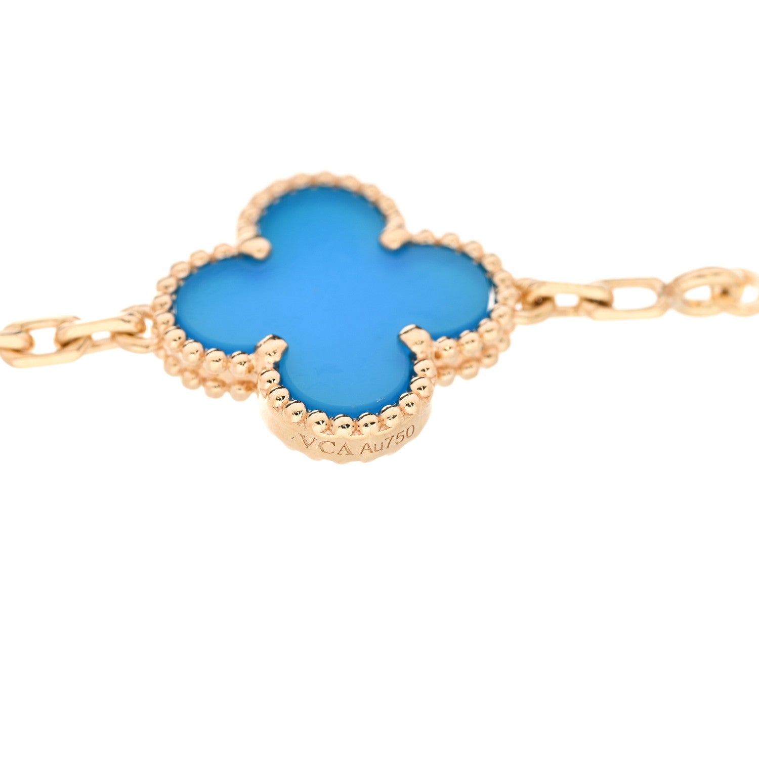 Van Cleef & Arpels 18K Yellow Gold Blue Agate 5 Motifs Vintage Alhambra Bracelet 5 of 6