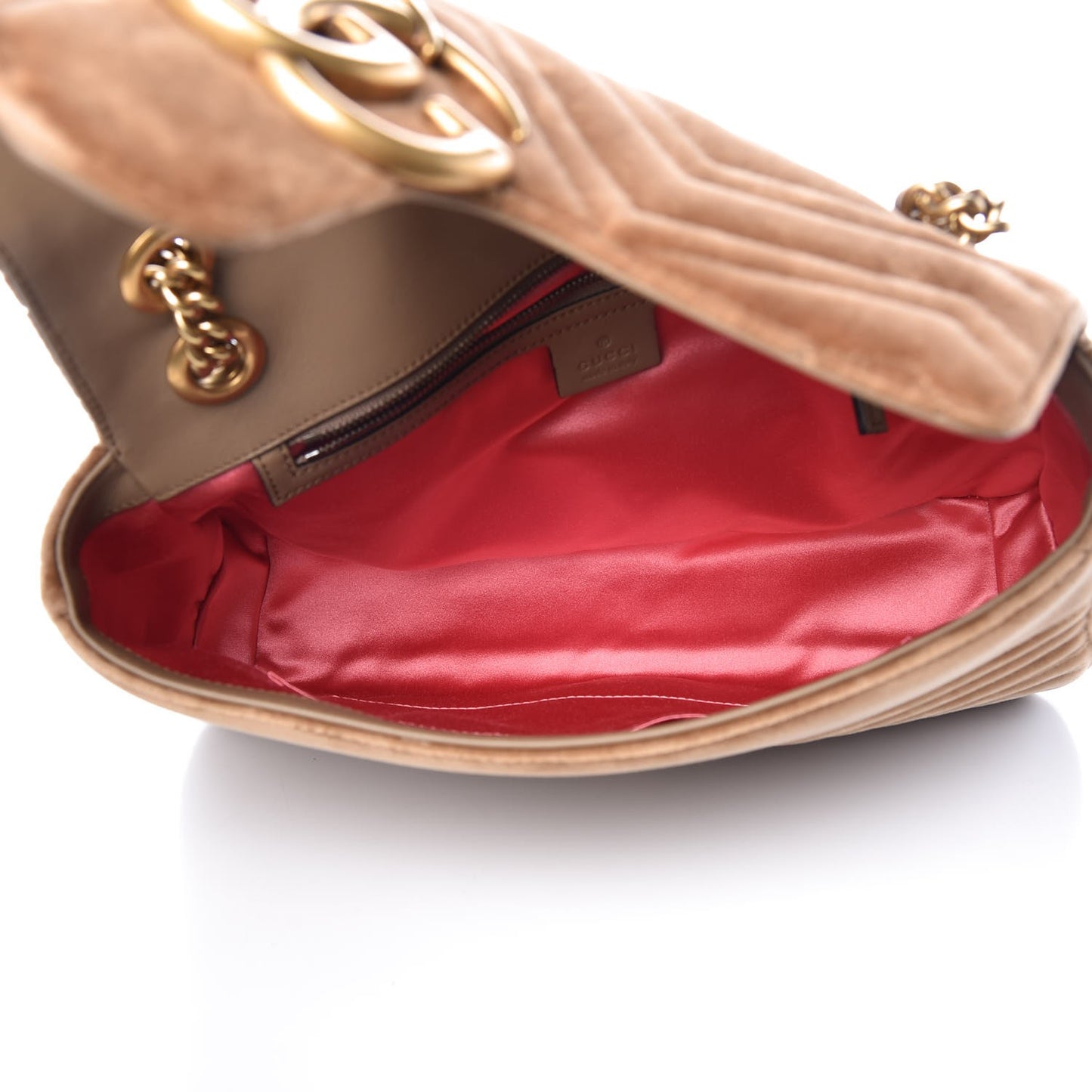 Velvet Matelasse Medium GG Marmont Shoulder Bag Taupe