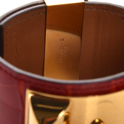 Hermes Shiny Alligator Collier De Chien CDC Bracelet S Geranium 5 of 6