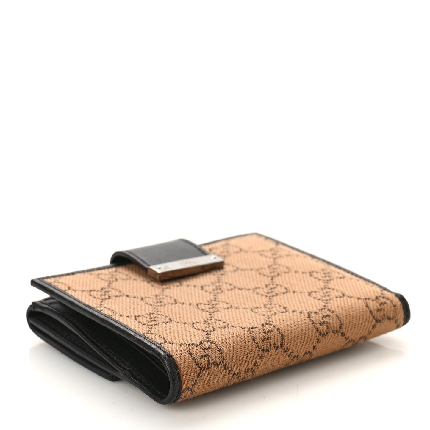 Monogram Denim Compact Wallet Beige Black
