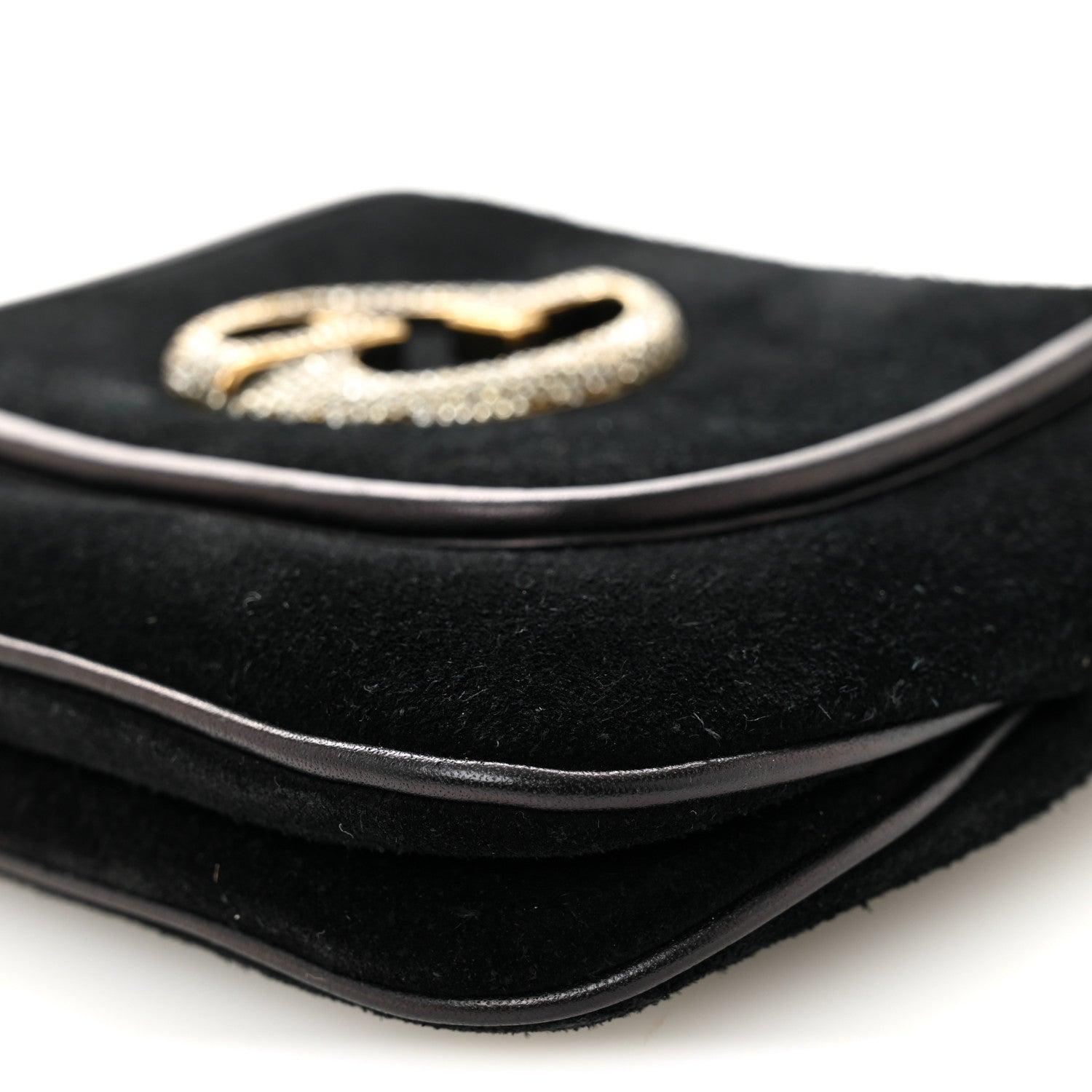Gucci Suede Crystal 1973 Small Chain Shoulder Bag Black 10 of 11
