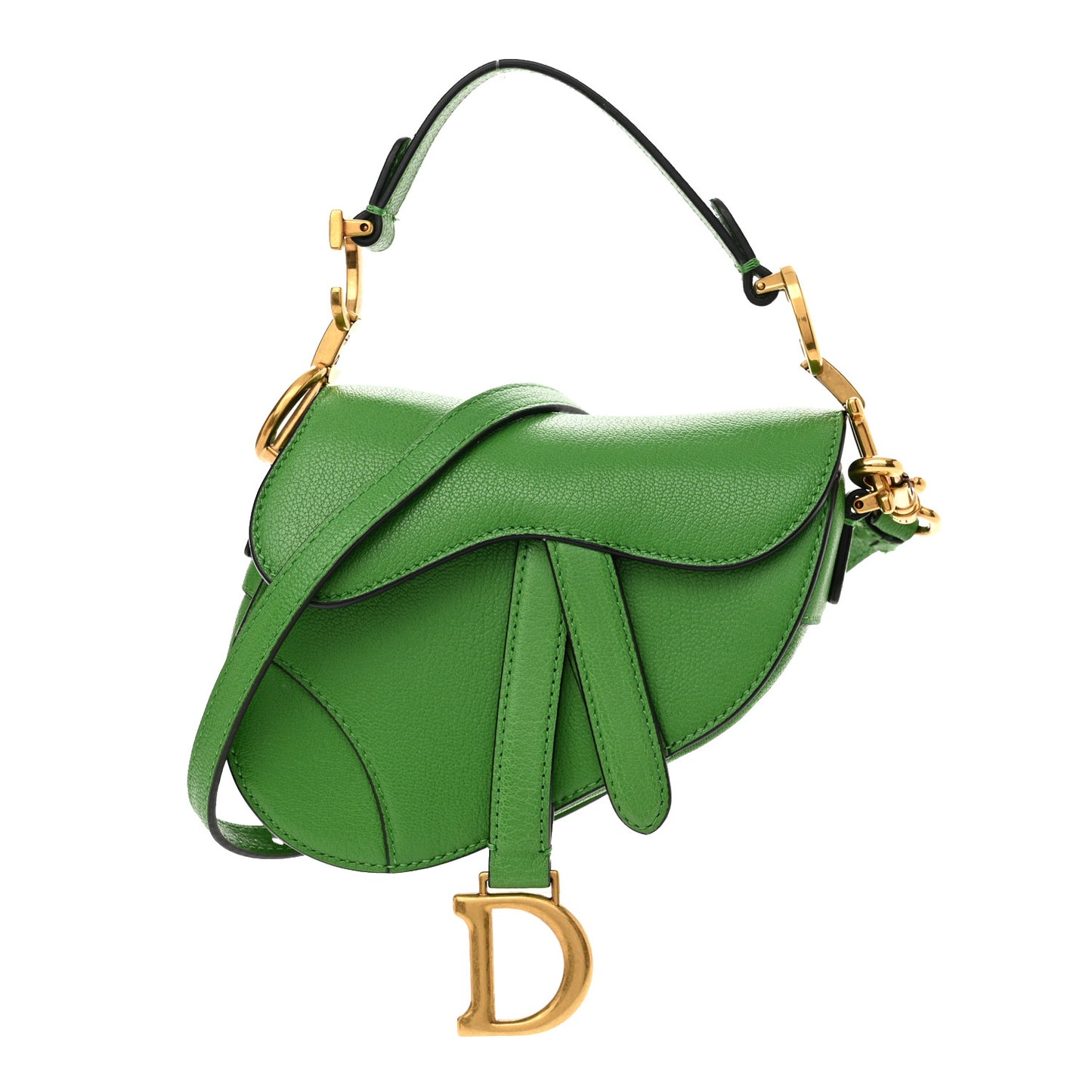 Goatskin Micro Saddle Bag Green