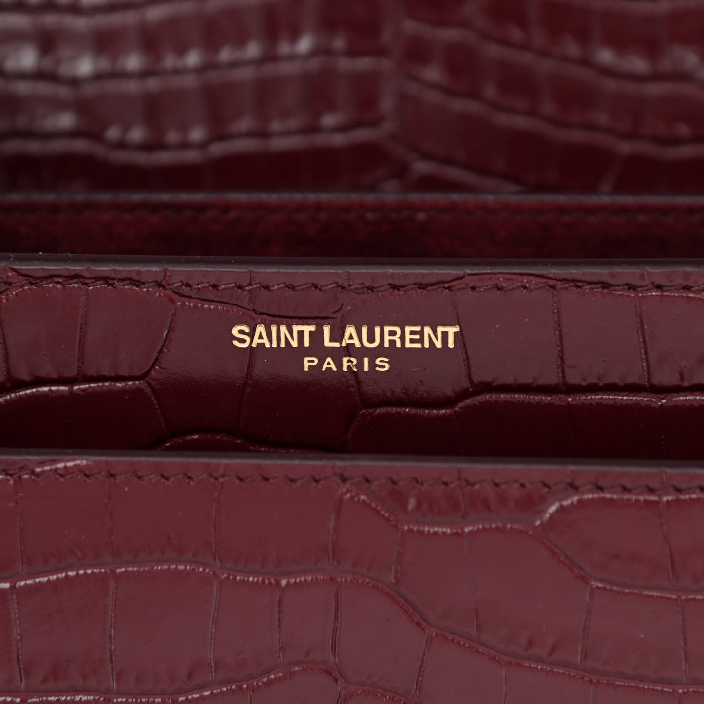Calfskin Crocodile Embossed Medium Monogram Sunset Rouge Legion