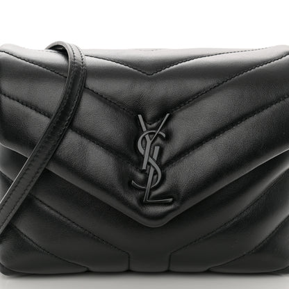 Saint Laurent Calfskin Y Quilted Monogram Monochrome Toy Loulou Crossbody Bag Black 5 of 10