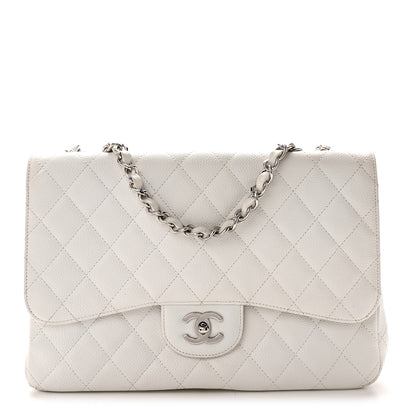Chanel Caviar Quilted Jumbo Single Flap White 1 of 11