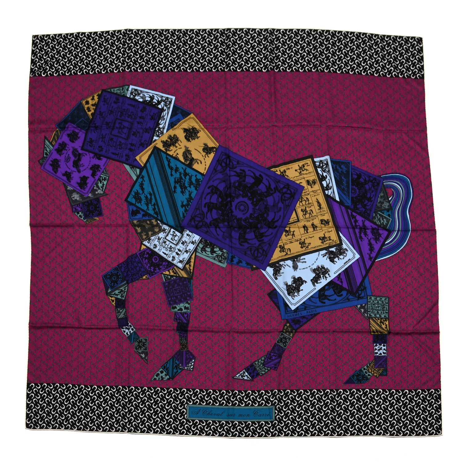 Hermes Cashmere Silk A Cheval Sur Mon Carre Shawl 140 1 of 5