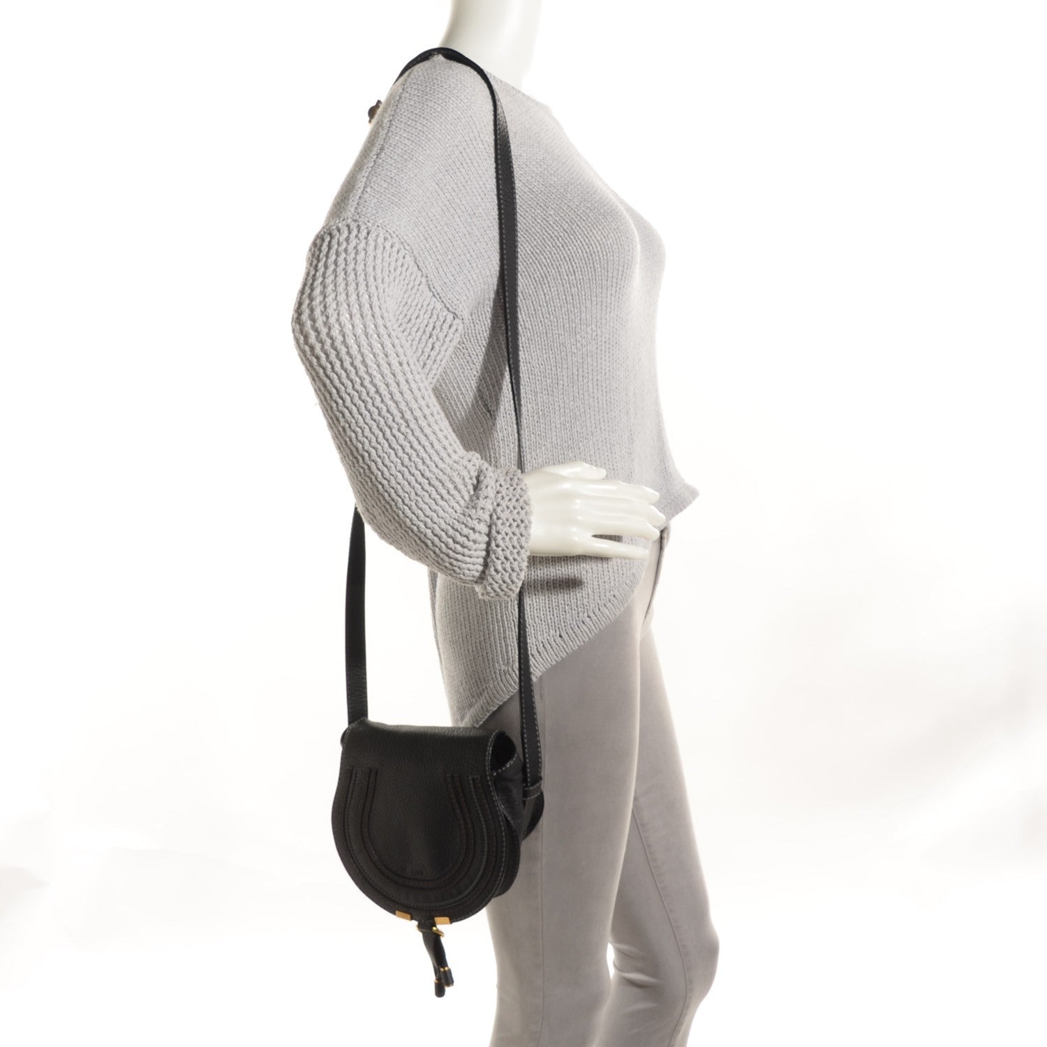 Chloe Calfskin Mini Marcie Round Crossbody Bag Black 2 of 7