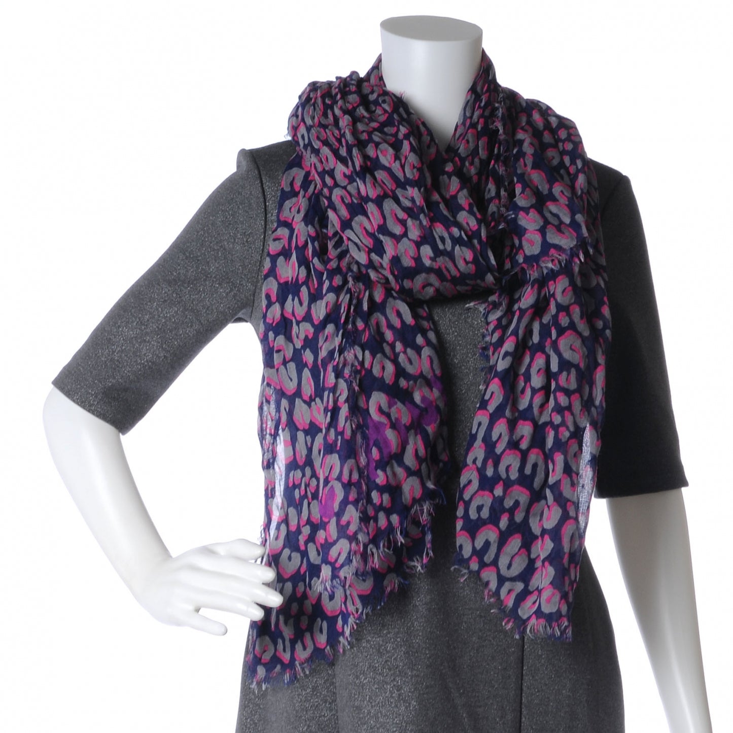 Sprouse Leopard Shawl Scarf Blue Nuit