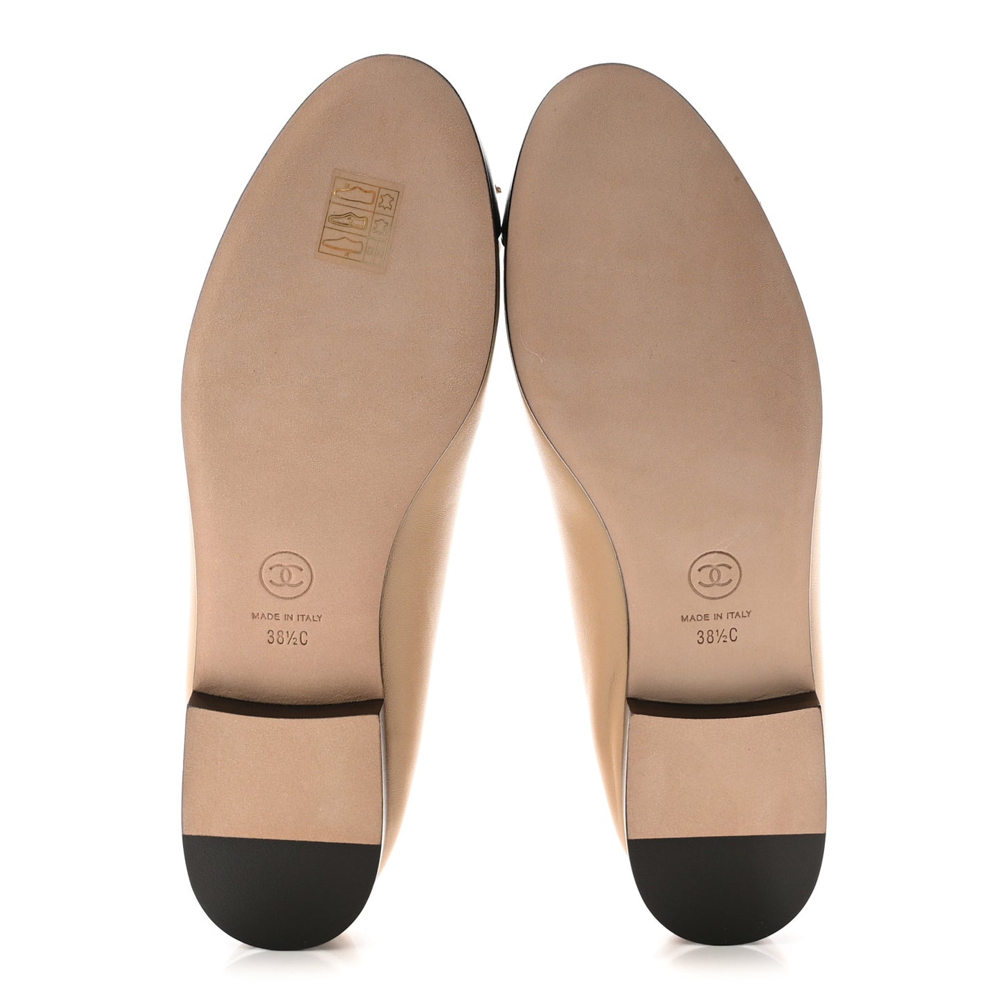 Lambskin Cap Toe CC Ballerina Flats 38.5 Beige Black