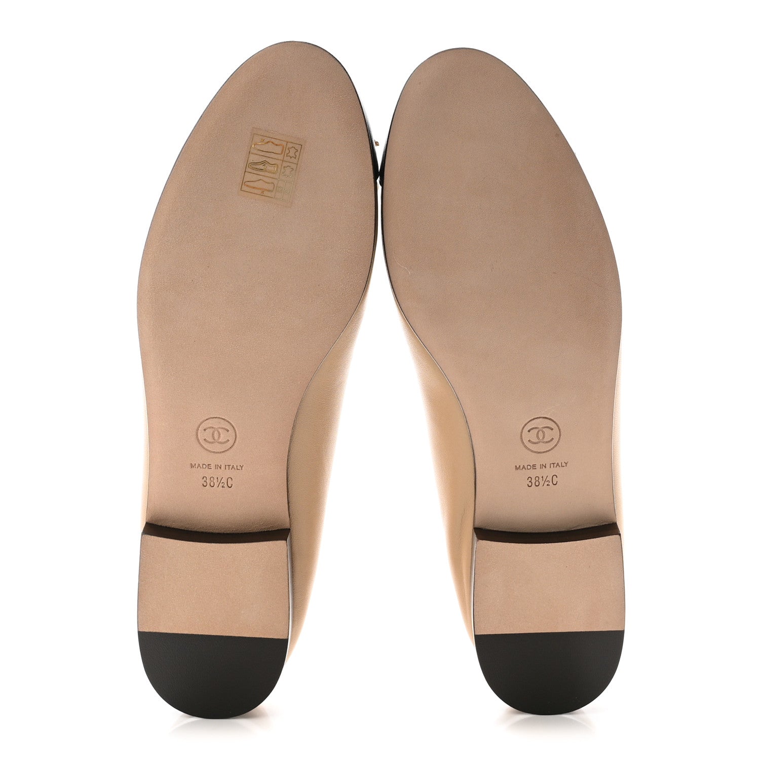 Chanel Lambskin Cap Toe CC Ballerina Flats 38.5 Beige Black 6 of 10