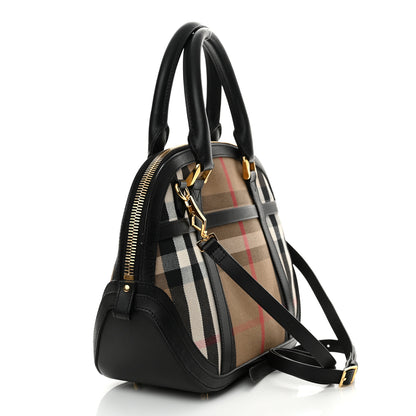 Burberry Bridle Calfskin House Check Small Orchard Bowling Bag Black 3 of 19