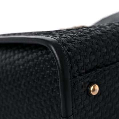 Chanel Straw Raffia Calfskin Chain Small Deauville Tote Black 10 of 12
