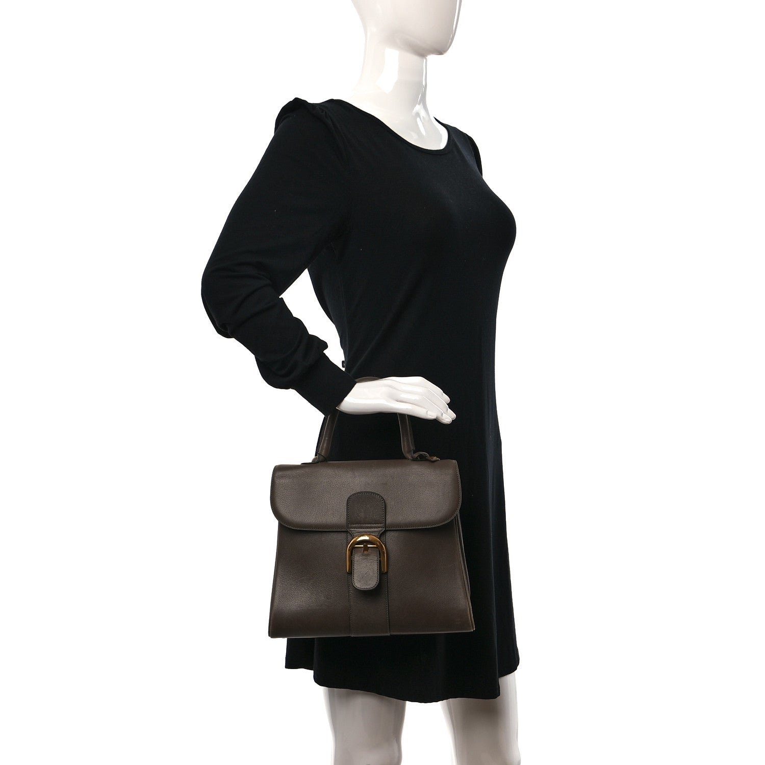 Delvaux Grained Calfskin MM Brillant Satchel Smoked Brown 2 of 11