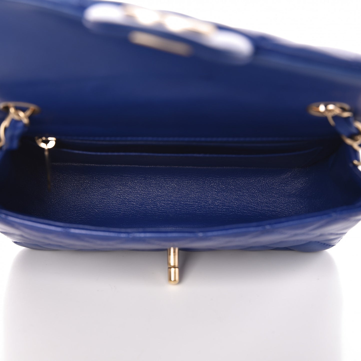 Lambskin Quilted Mini Rectangular Flap Blue