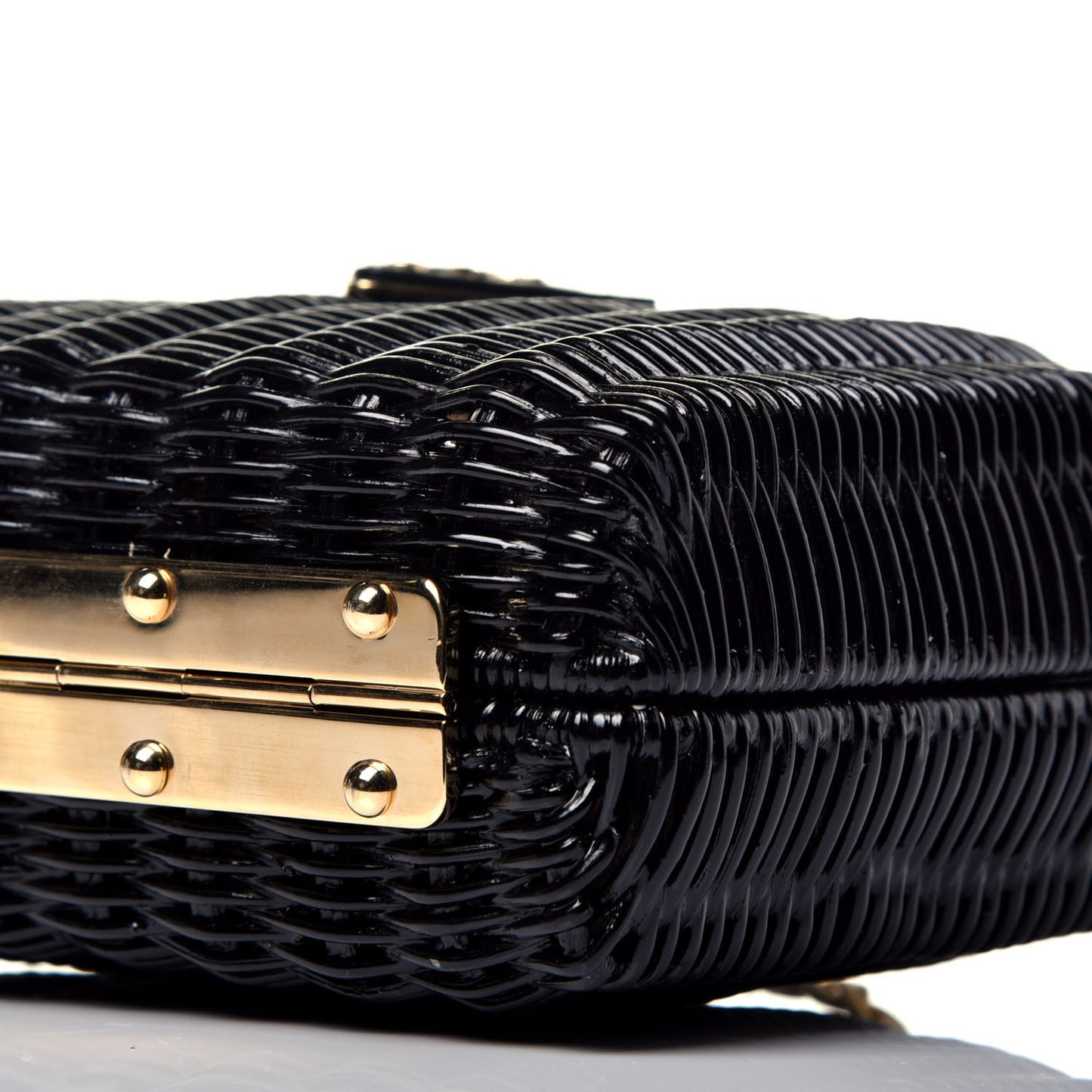 Wicker Triangle Crossbody Clutch Black Petalo