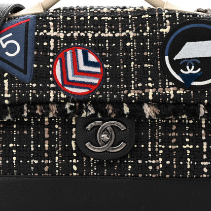 Chanel Tweed Trip Top Handle Flap Black Beige 8 of 12