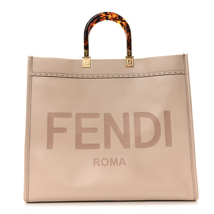 Fendi Vitello King Plexiglass Logo Embossed Large Fendi Sunshine Shopper Tote Light Rose 1 of 9