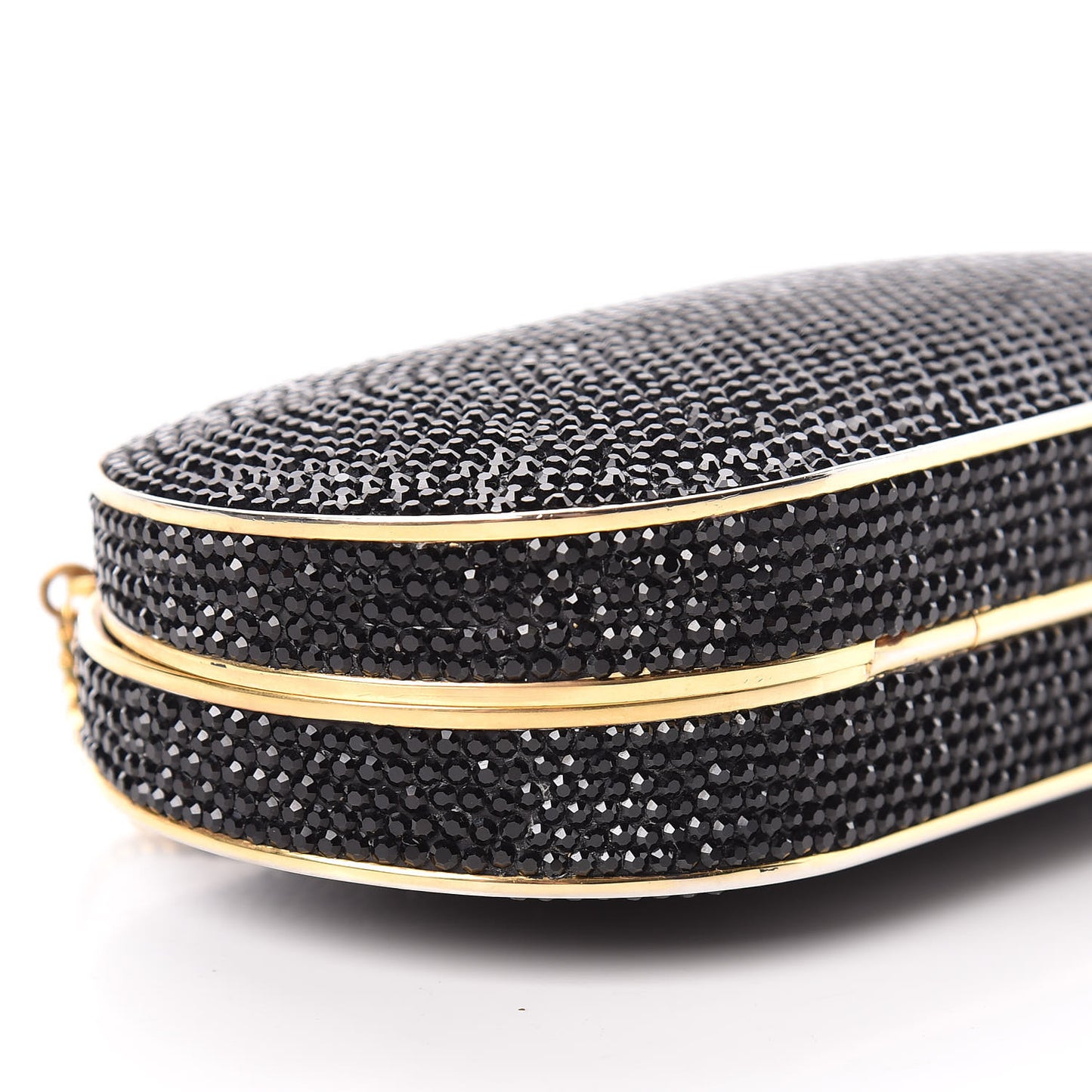 Swarovski Crystal Minaudiere Clutch Black Gold