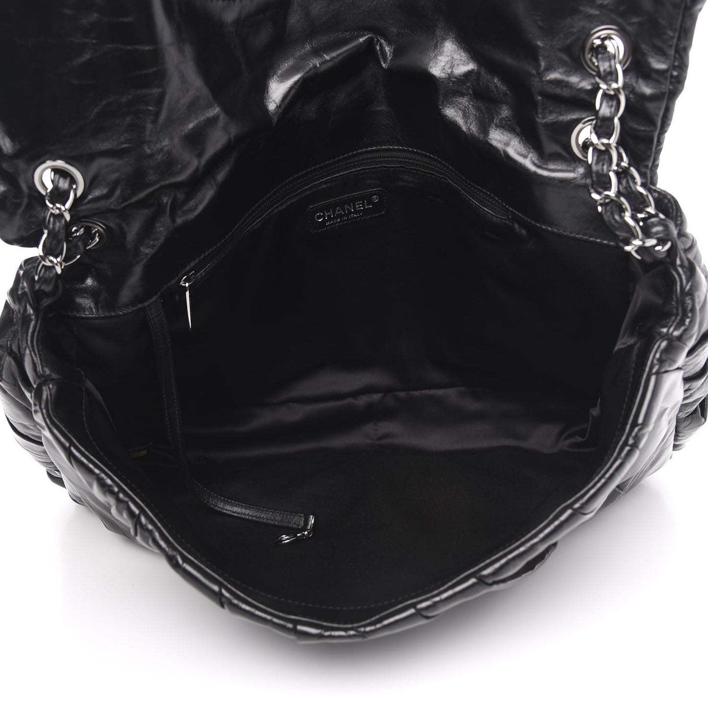 Glazed Calfskin Twisted Maxi Flap Black