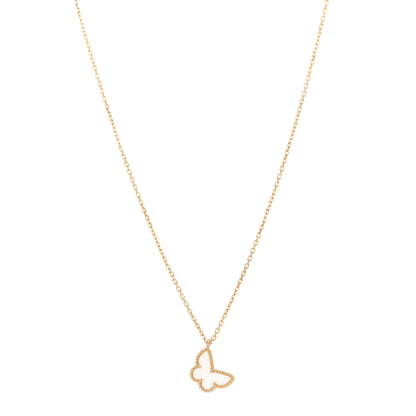 Van Cleef & Arpels 18K Yellow Gold Mother of Pearl Sweet Alhambra Butterfly Pendant Necklace 1 of 5