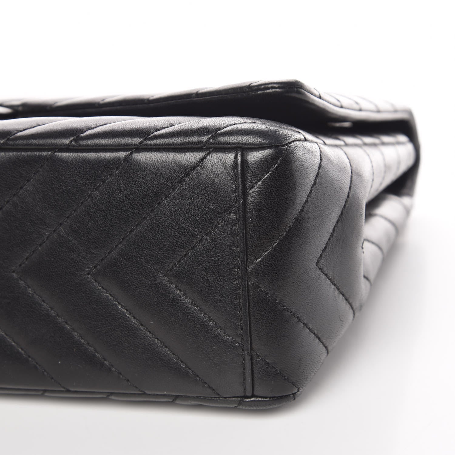 Chanel Lambskin Chevron Quilted Maxi Single Flap Black 9 of 10