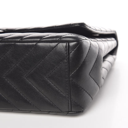 Chanel Lambskin Chevron Quilted Maxi Single Flap Black 9 of 10