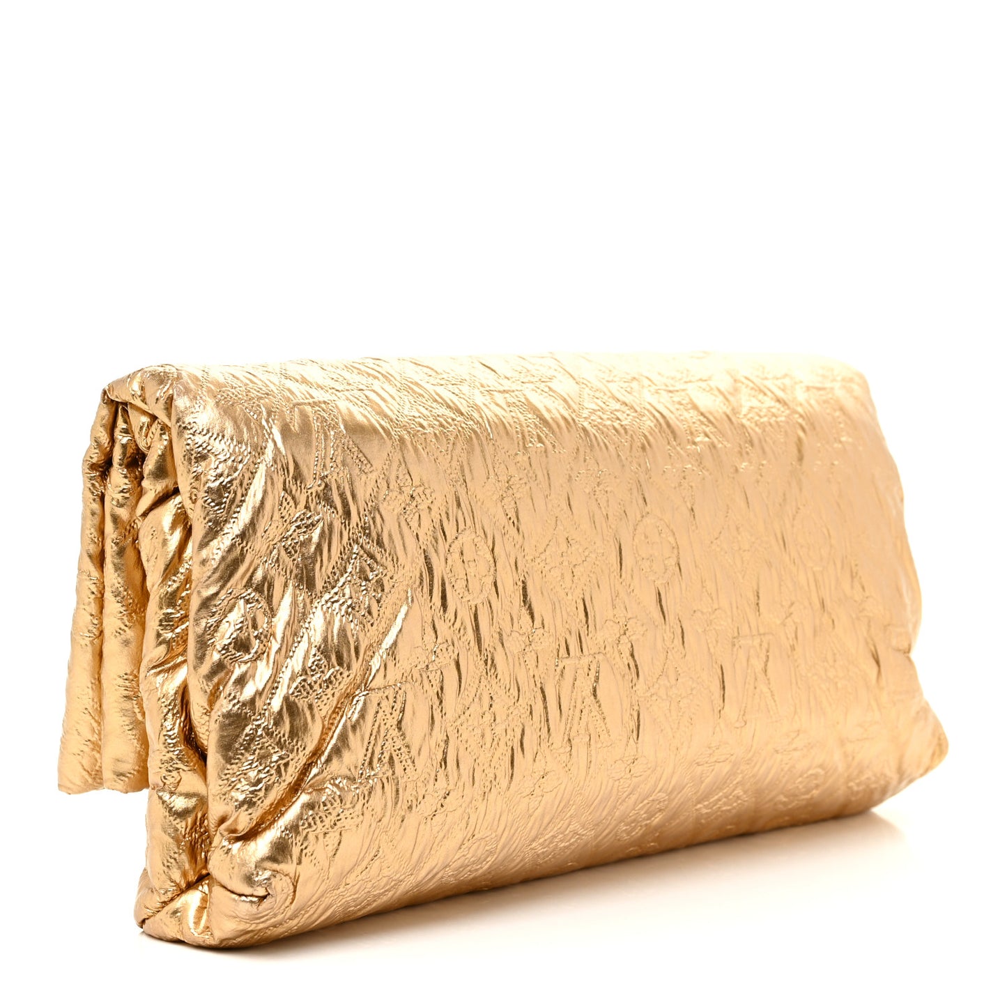 Jacquard Quilted Monogram Limelight Clutch MM Gold