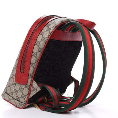 Gucci GG Supreme Monogram Web Bosco Patch Dome Backpack Beige Malva Hibiscus Red 3 of 9