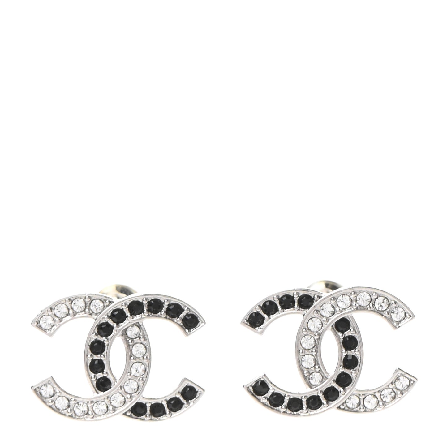 Crystal CC Earrings Silver Black