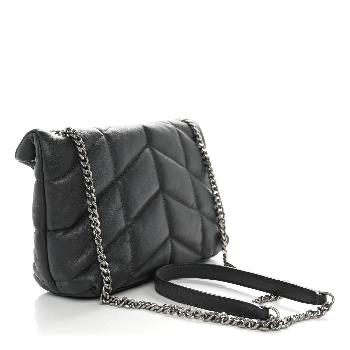 Lambskin Quilted Toy Loulou Puffer Monogram Chain Satchel Storm