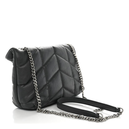 Saint Laurent Lambskin Quilted Toy Loulou Puffer Monogram Chain Satchel Storm 3 of 10