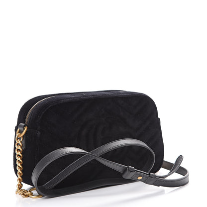 Gucci Velvet Matelasse Deer Embroidered Small GG Marmont Chain Shoulder Bag Black 2 of 10