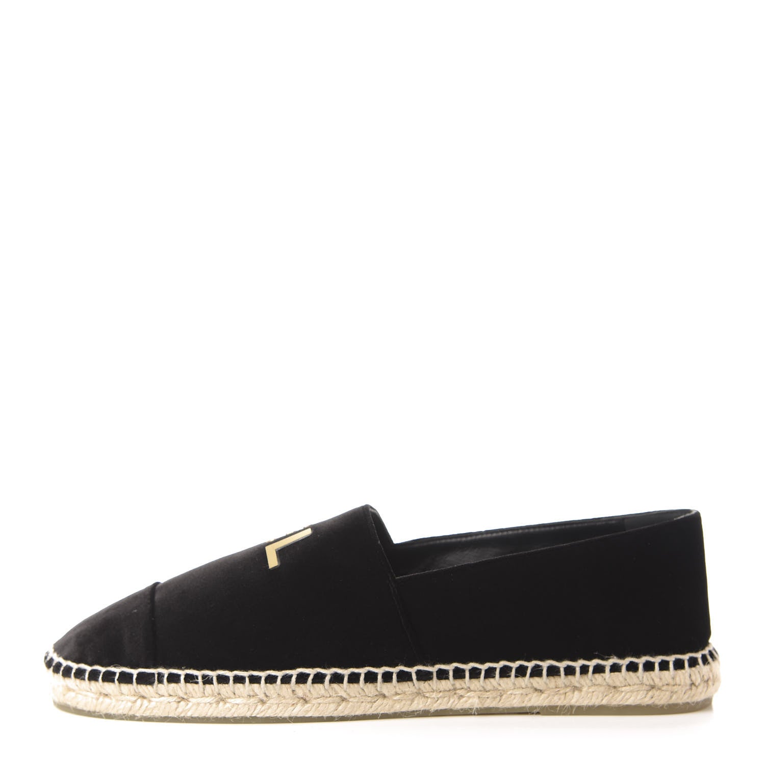 Chanel Velvet Logo Espadrilles 42 Black 1 of 9