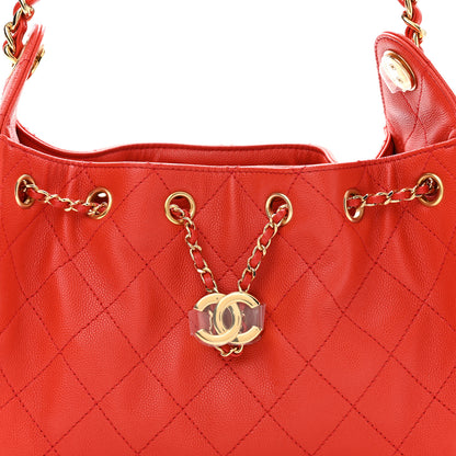 Chanel Caviar Quilted Mini Chanel 25 Handbag Red 8 of 11