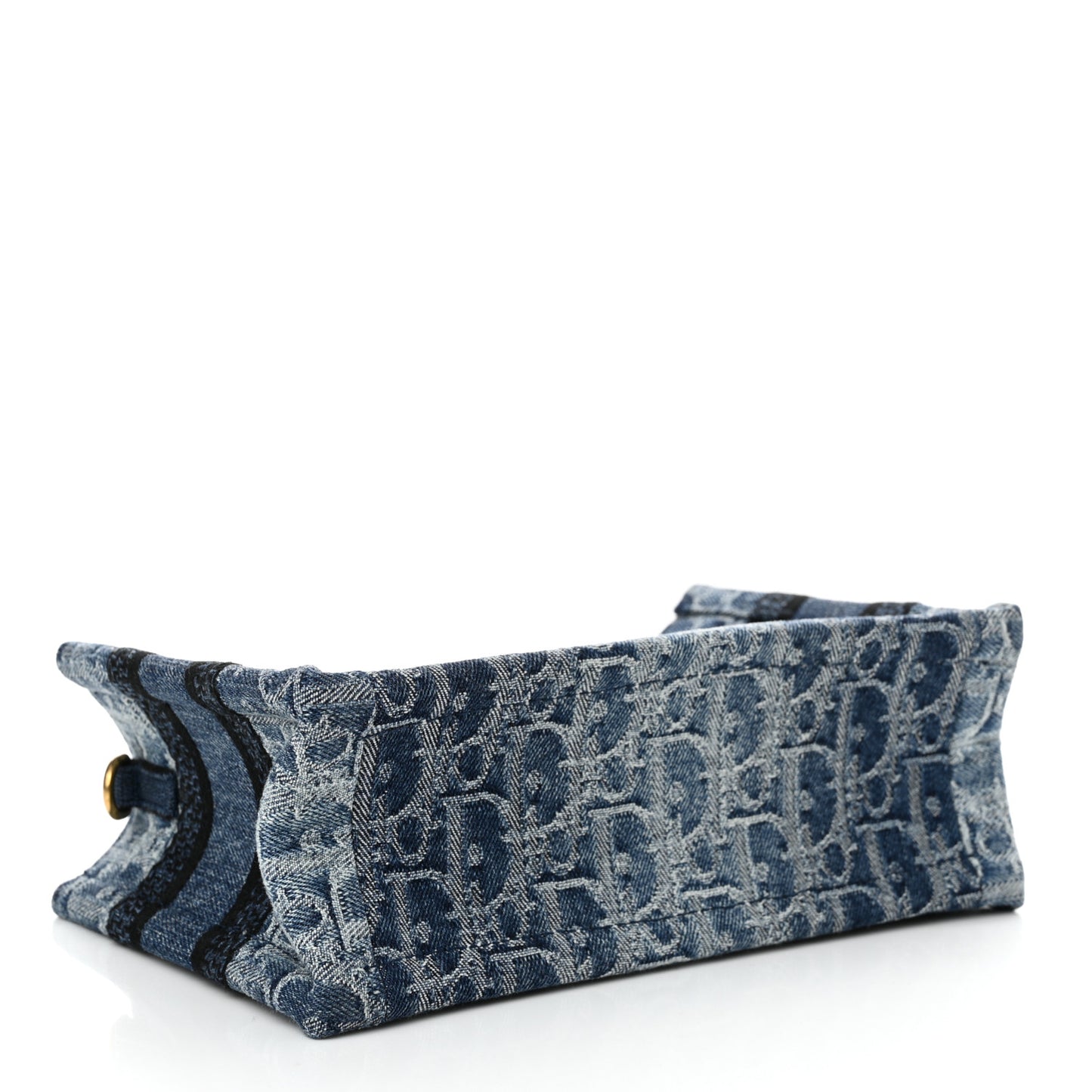 Denim Oblique Mini Book Tote With Strap Blue