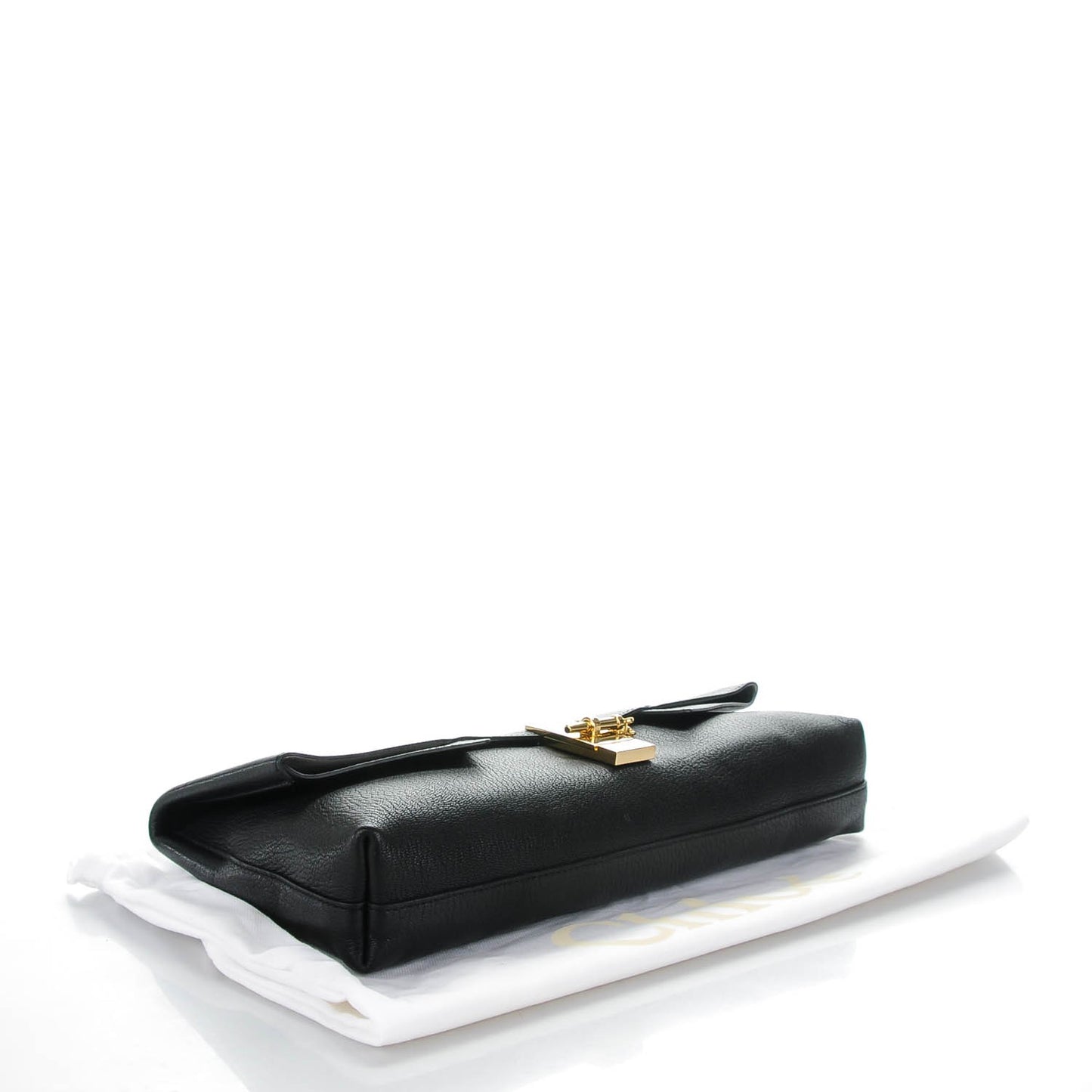 Grained Calfskin Drew Folded Clutch Black