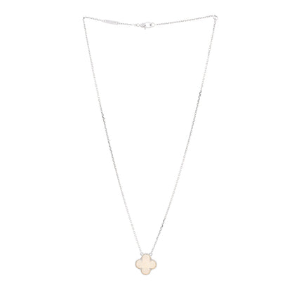 Van Cleef & Arpels 18K White Gold Mother Of Pearl Vintage Alhambra Pendant Necklace 3 of 5