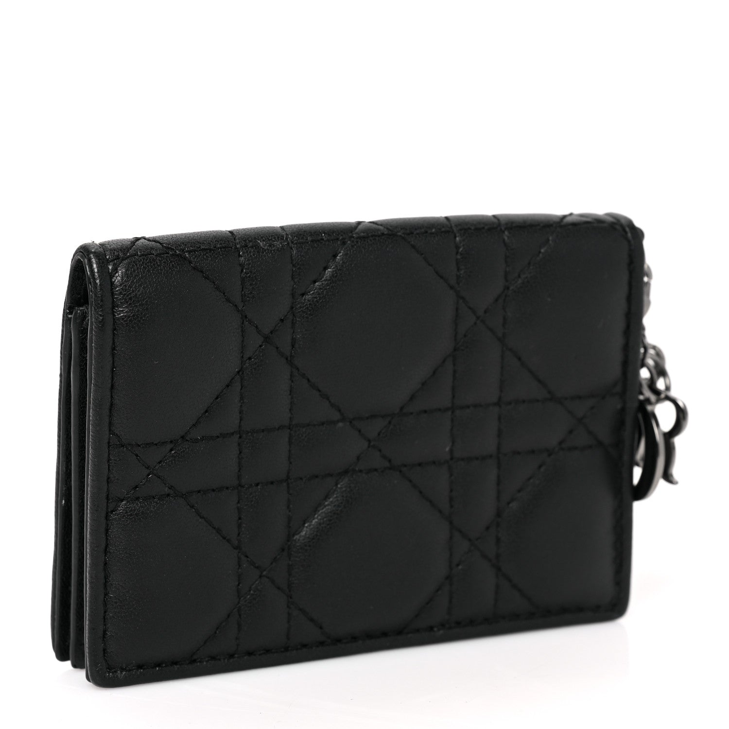 Christian Dior Lambskin Cannage Small Lady Dior Flap Card Holder Black 3 of 9