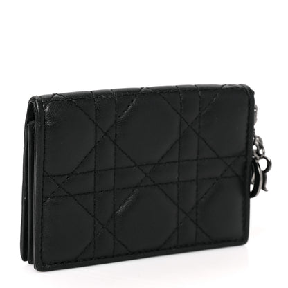 Christian Dior Lambskin Cannage Small Lady Dior Flap Card Holder Black 3 of 9