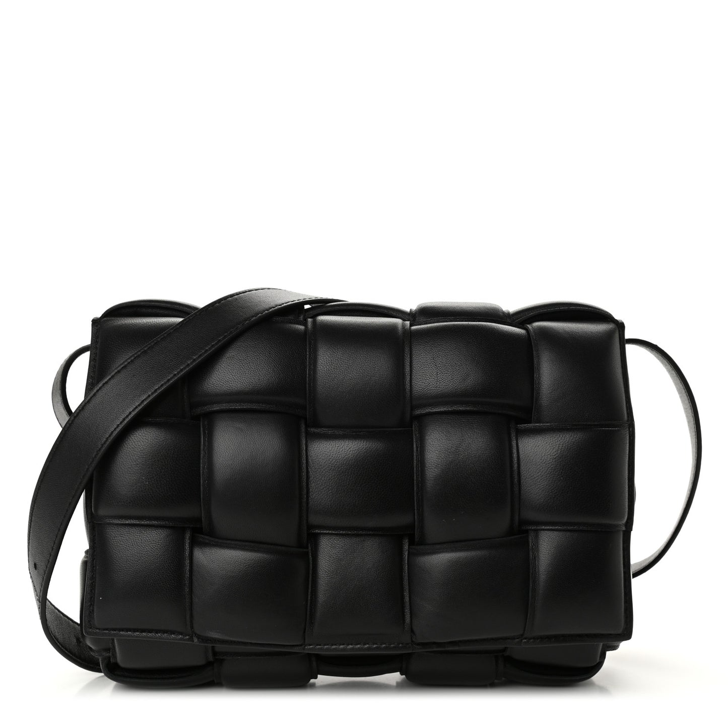 Nappa Maxi Intreccio Padded Cassette Crossbody Bag Black