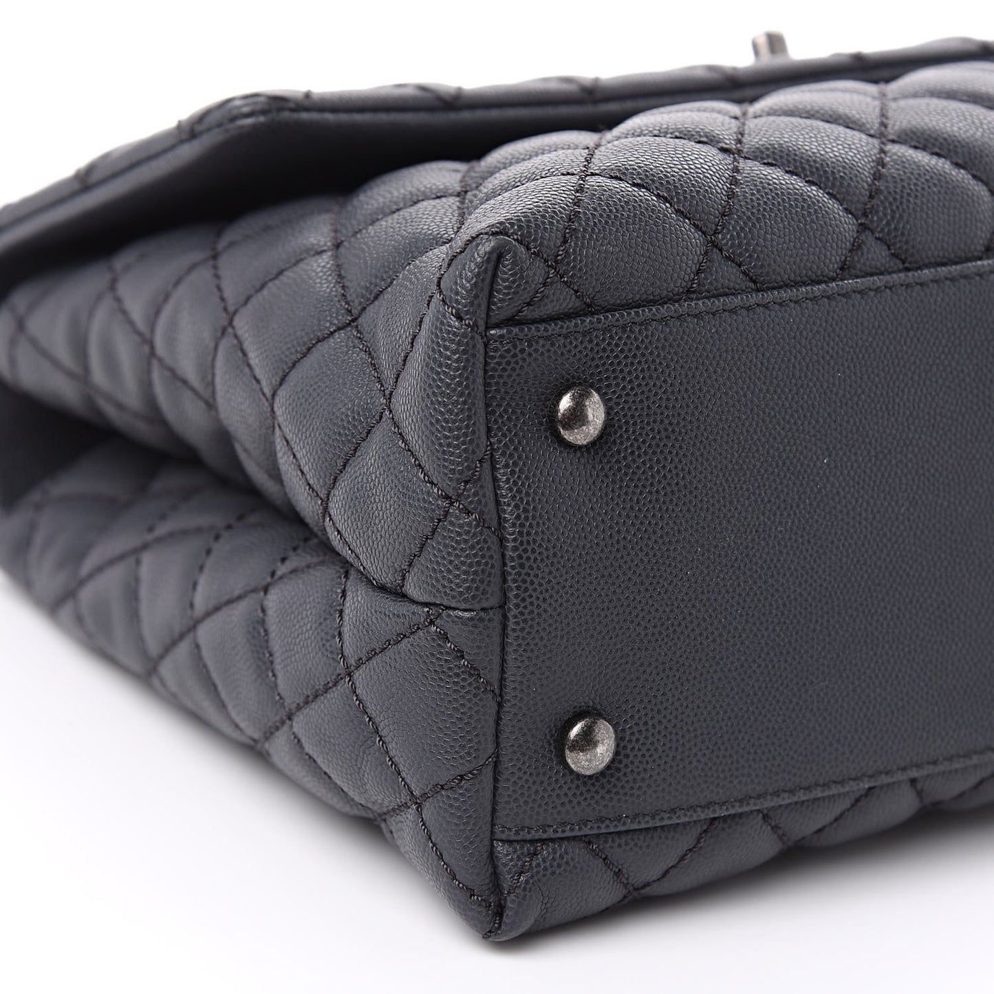 Caviar Lizard Quilted Medium Coco Handle Flap Grey